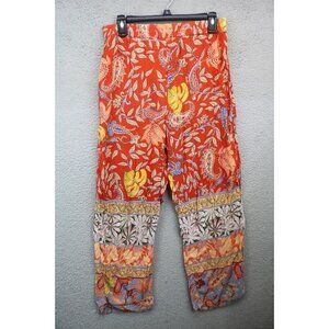 Anthropologie Thin Tropical Pull-On Pants-Small-Beachy-Missing Drawstring